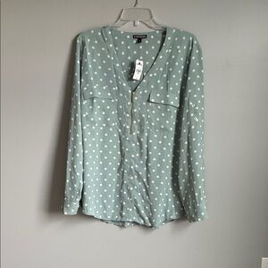 Express Mint Blouse with White Dots